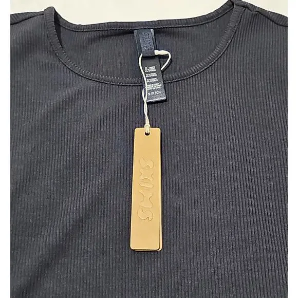 NWT Skims Soft Lounge Ribbed Crop Top Womens Small Graphite Long Sleeve - Picture 3 of 8